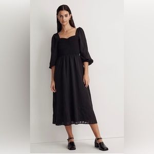 Madewell Black Lucie Sweetheart Midi Dress